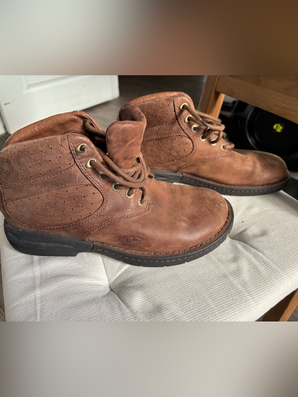UGG Men's Chestnut Brown Lace-Up Leather Boots